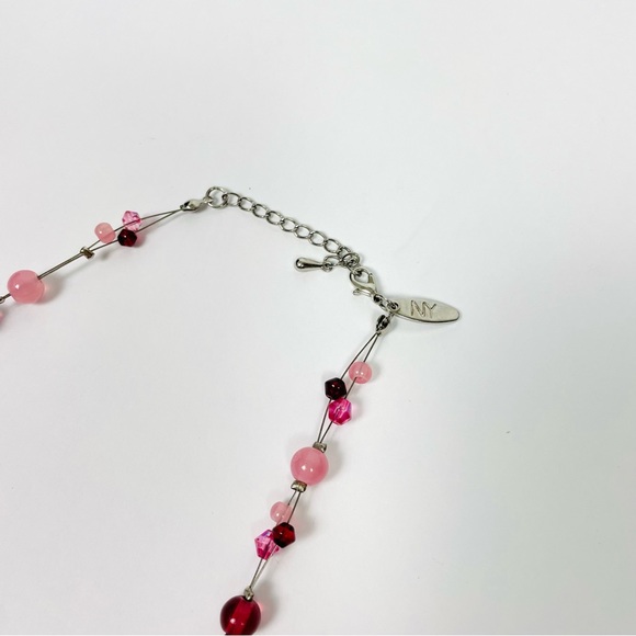 NY & Co. Pink Teardrop Beaded Necklace - Picture 4 of 5